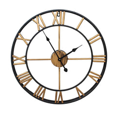 Large Nordic Roman Numeral Metal Wall Clock – Retro Iron Outdoor & Indoor Décor