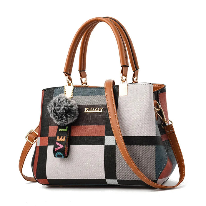 Elegant PU Leather Crossbody Tote, Designer Shoulder & Handbag, brown