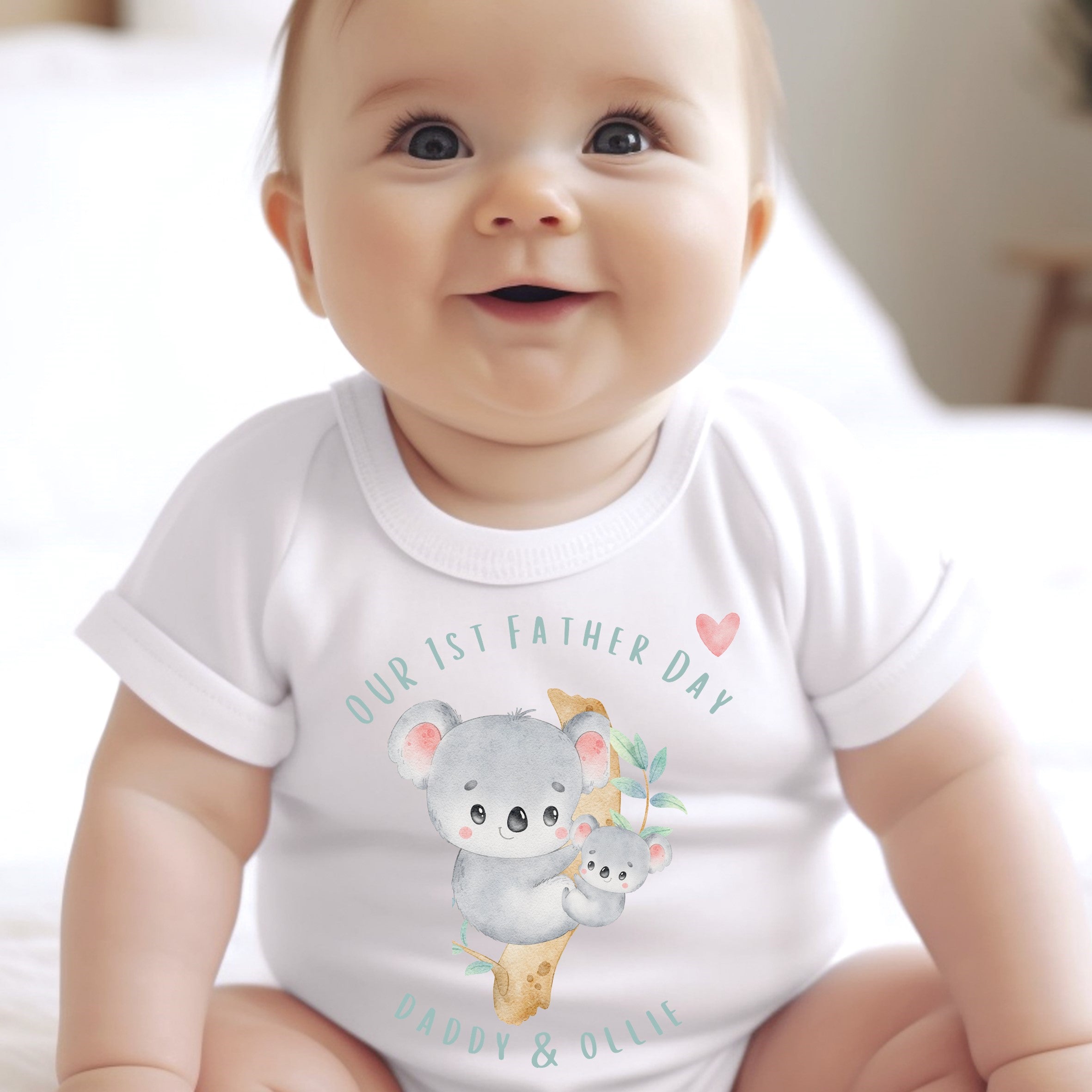 Personalised 1st Father's Day Koala Baby Grow, Vest or Bib