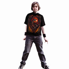 Spiral Dragon Furnace Kids' T-Shirt, Black 100% Cotton