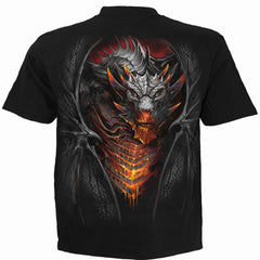 Spiral Draconis Kids' Fire Dragon T-Shirt, Black 100% Cotton