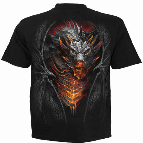 Spiral Draconis Kids' Fire Dragon T-Shirt, Black 100% Cotton, image 2