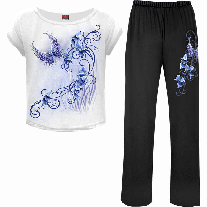 Spiral Bluebell Fairy Women's Gothic Pyjama Set, 100% Cotton Jersey