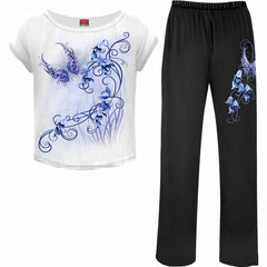 Spiral Bluebell Fairy Women's Gothic Pyjama Set, 100% Cotton Jersey