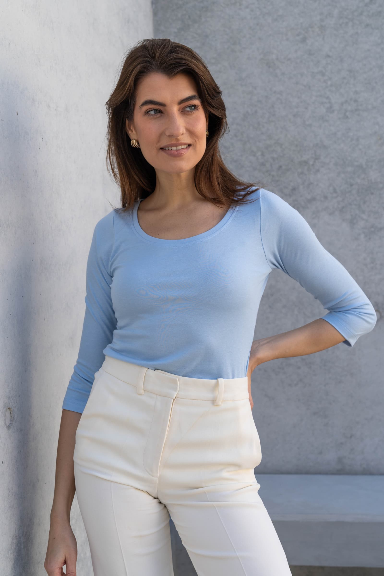 Women's 3/4 Sleeve Scoop Neck T-Shirt – Cotton Modal, UK 6-18
