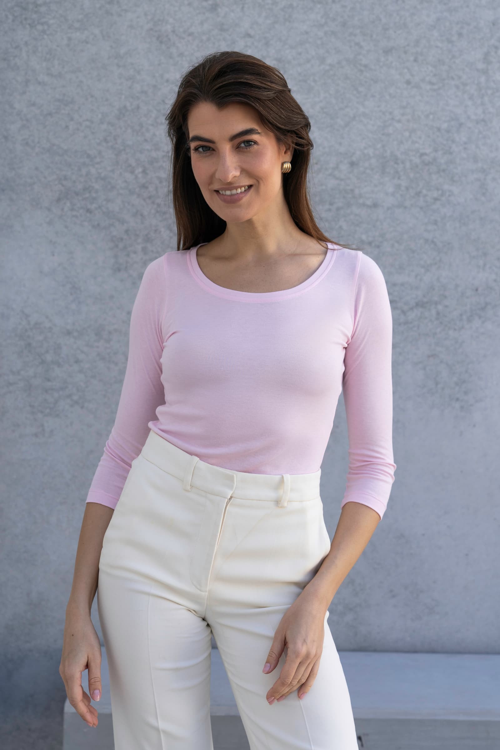 Women's 3/4 Sleeve Scoop Neck T-Shirt – Cotton Modal, UK 6-18