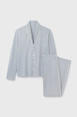 Women's Pyjama Set – Micro Modal, Shawl Collar, Light Grey