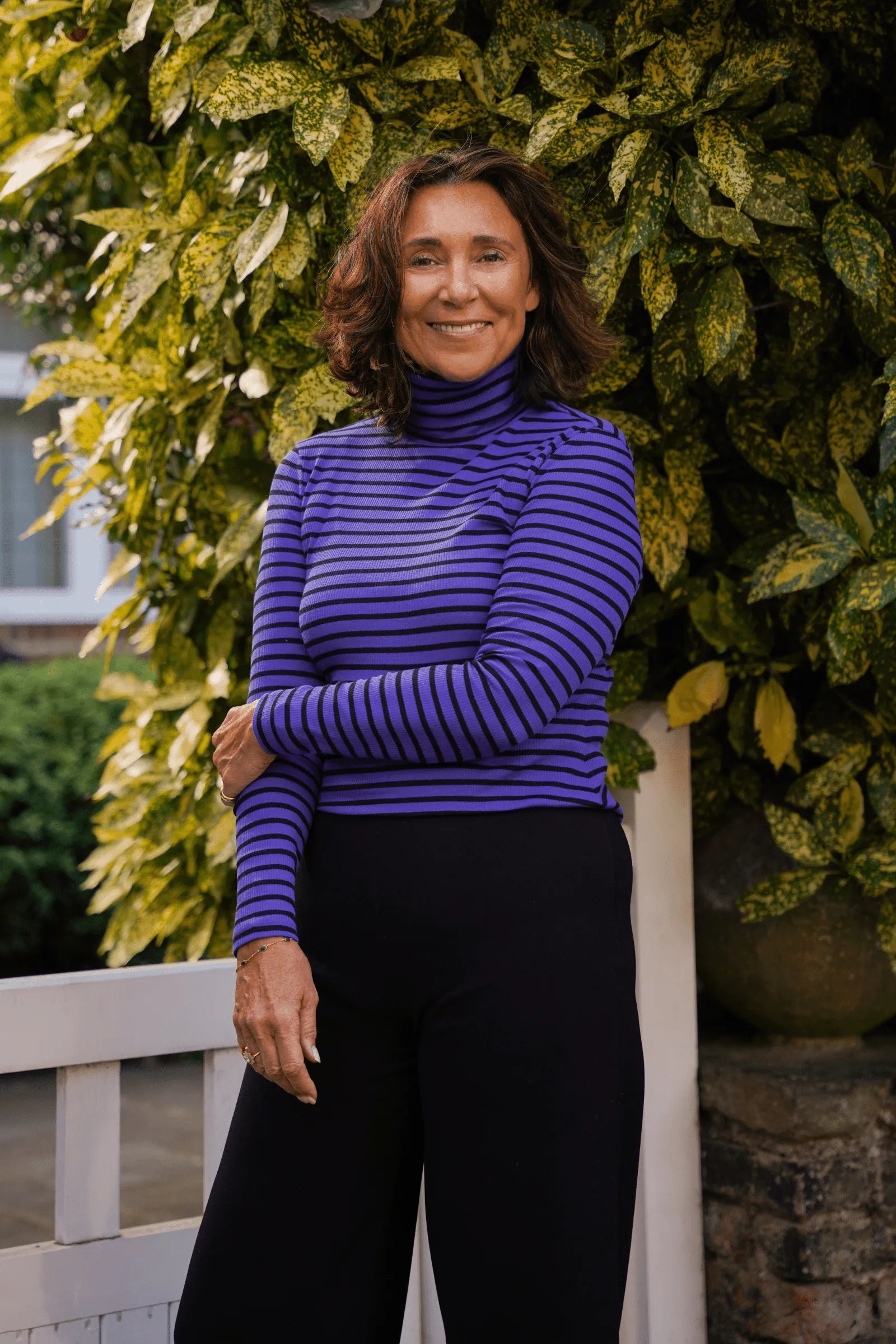 Women's Striped Cotton Roll Neck – Long Sleeve, Seven Colours, UK 8-16