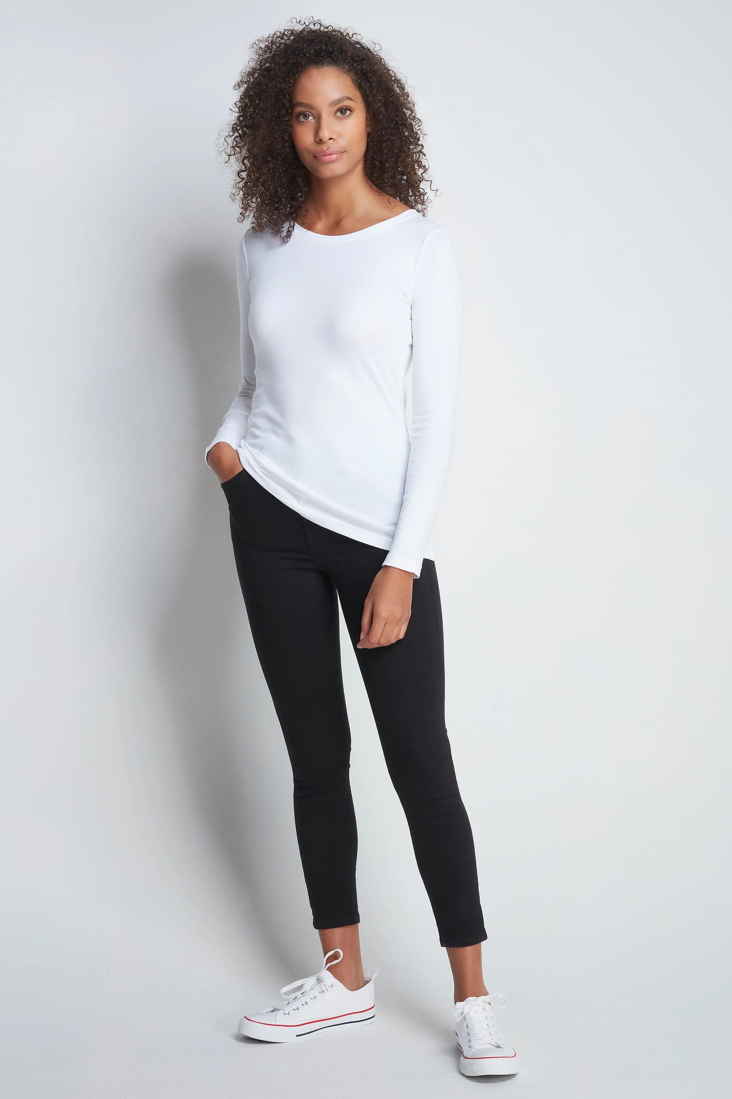 Women's Long Sleeve Crew Neck T-Shirt – Cotton Modal, UK 6-18