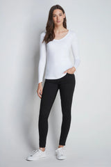 Women's Long Sleeve V-Neck T-Shirt – Cotton Modal, UK 8-16