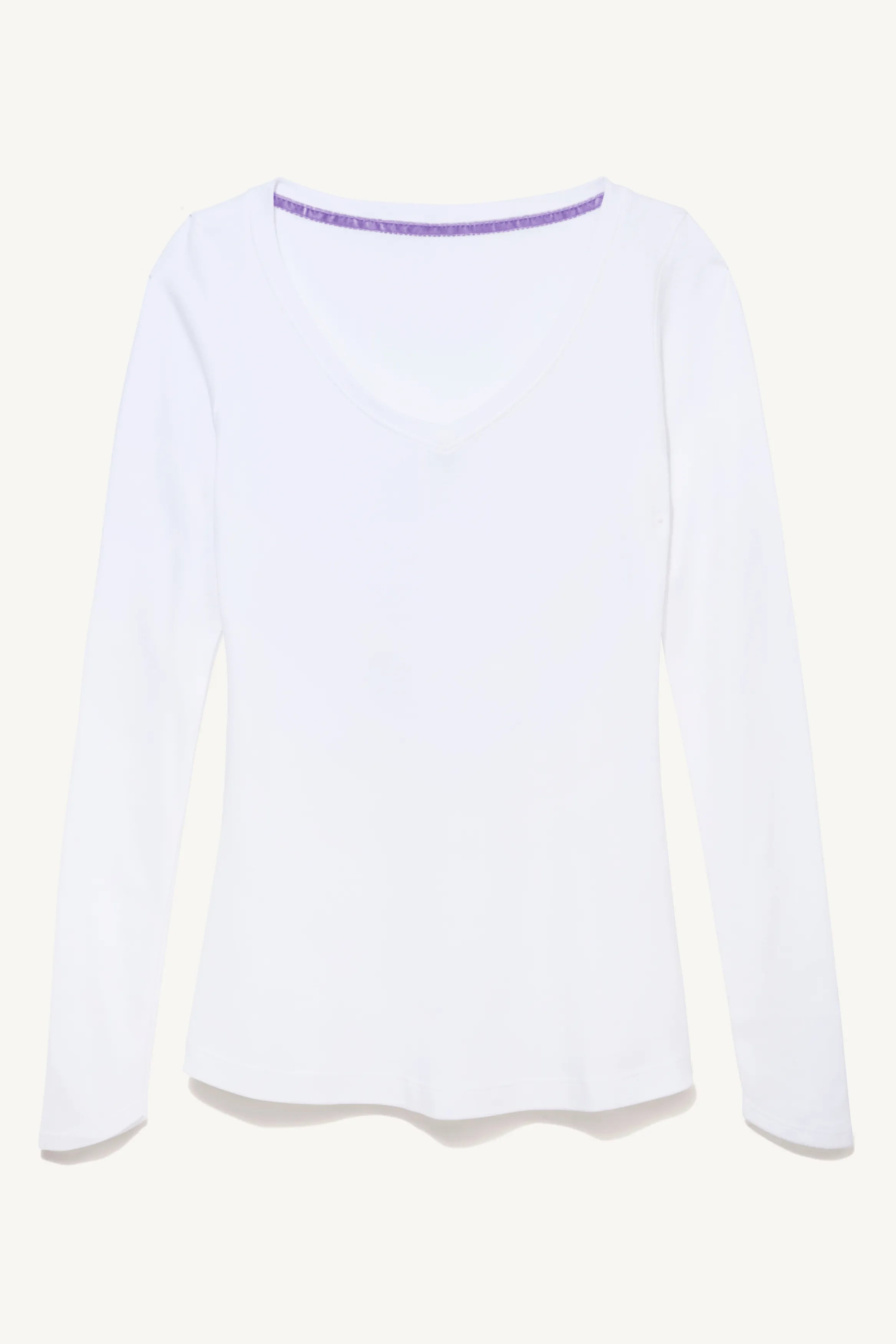 Women's Long Sleeve V-Neck T-Shirt – Cotton Modal, UK 8-16