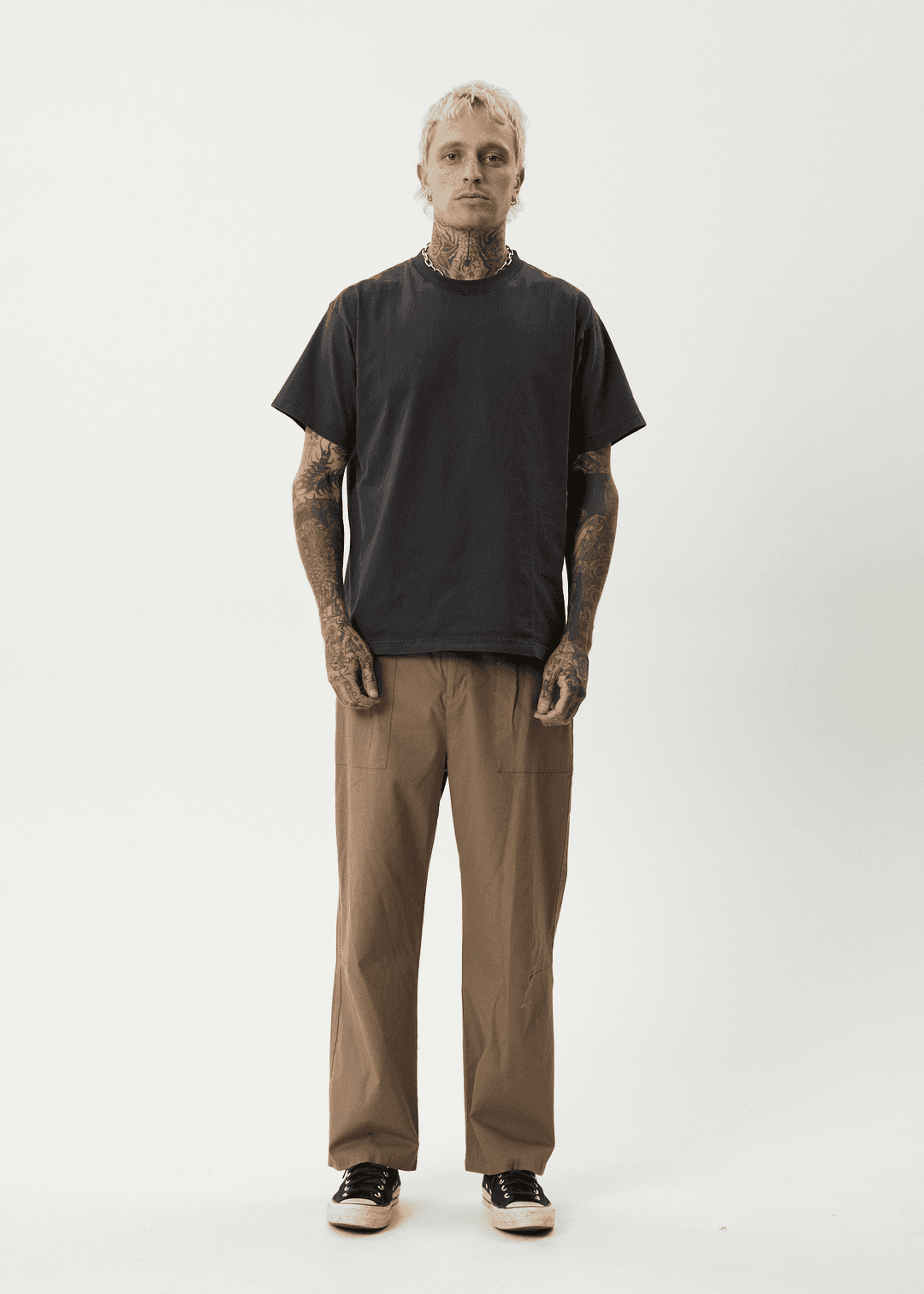 Afends Men's Glider Pleated Wide Leg Trousers, Recycled Cotton Blend