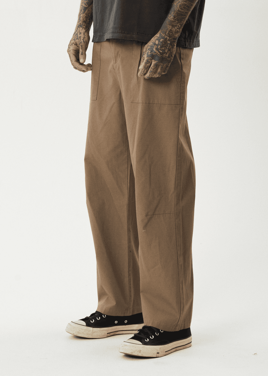 Afends Men's Glider Pleated Wide Leg Trousers, Recycled Cotton Blend