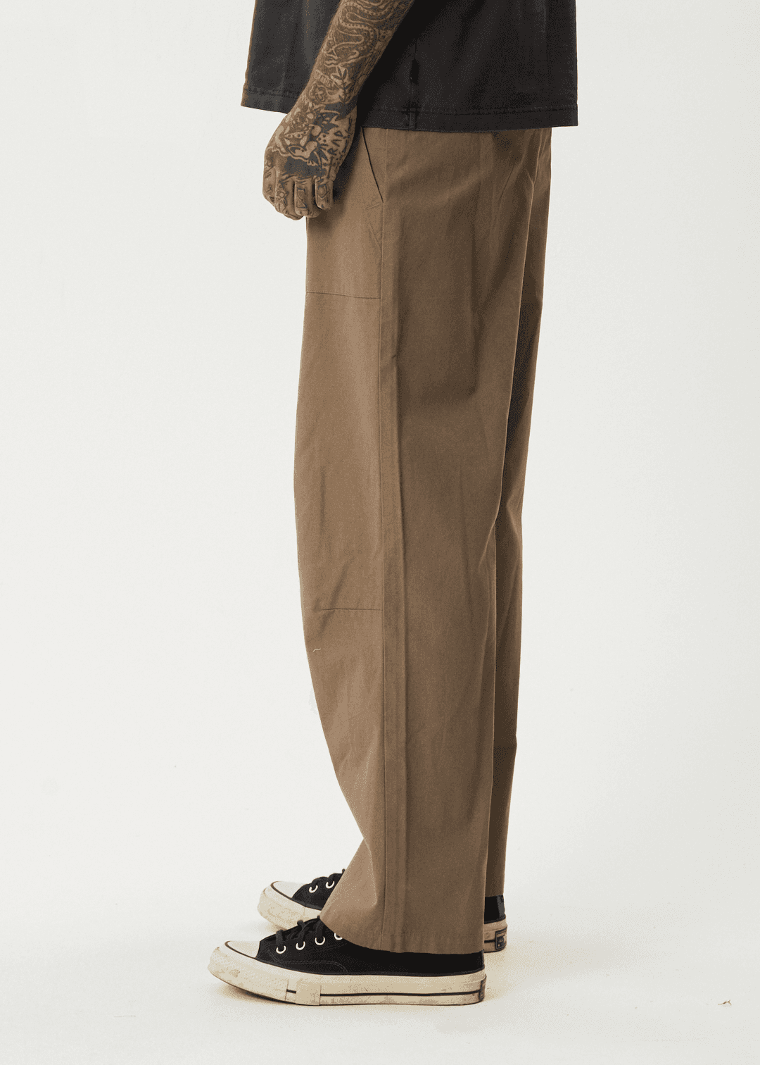 Afends Men's Glider Pleated Wide Leg Trousers, Recycled Cotton Blend