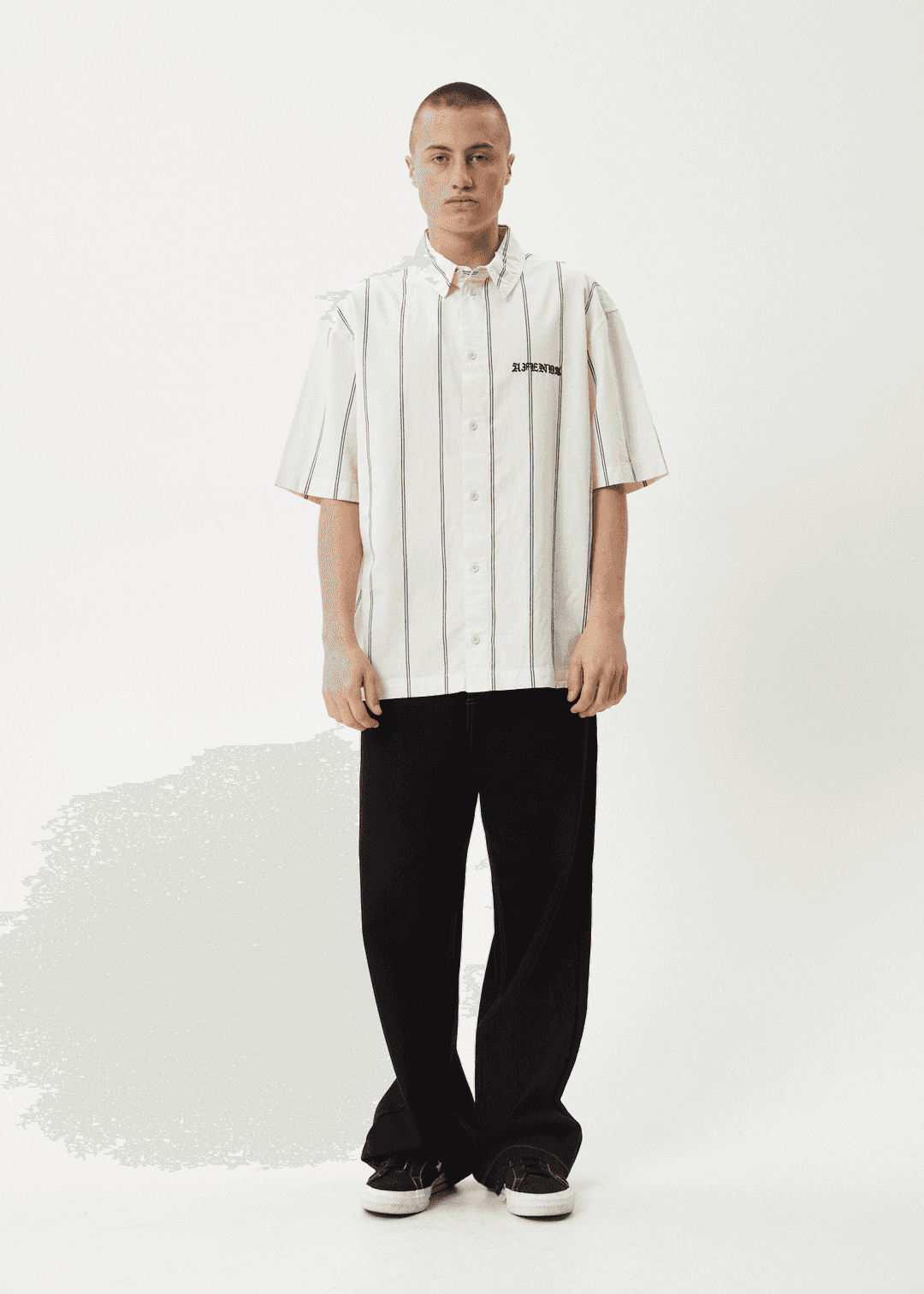 Afends Men's Fineline Short Sleeve Shirt, Organic Cotton Twill