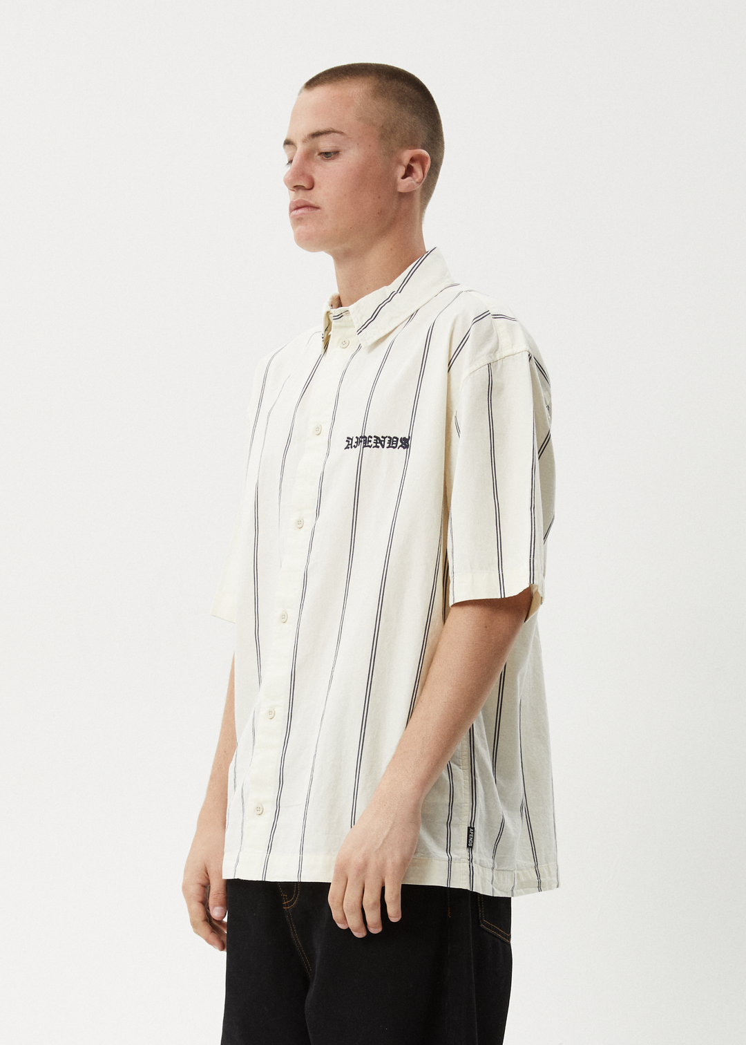 Afends Men's Fineline Short Sleeve Shirt, Organic Cotton Twill