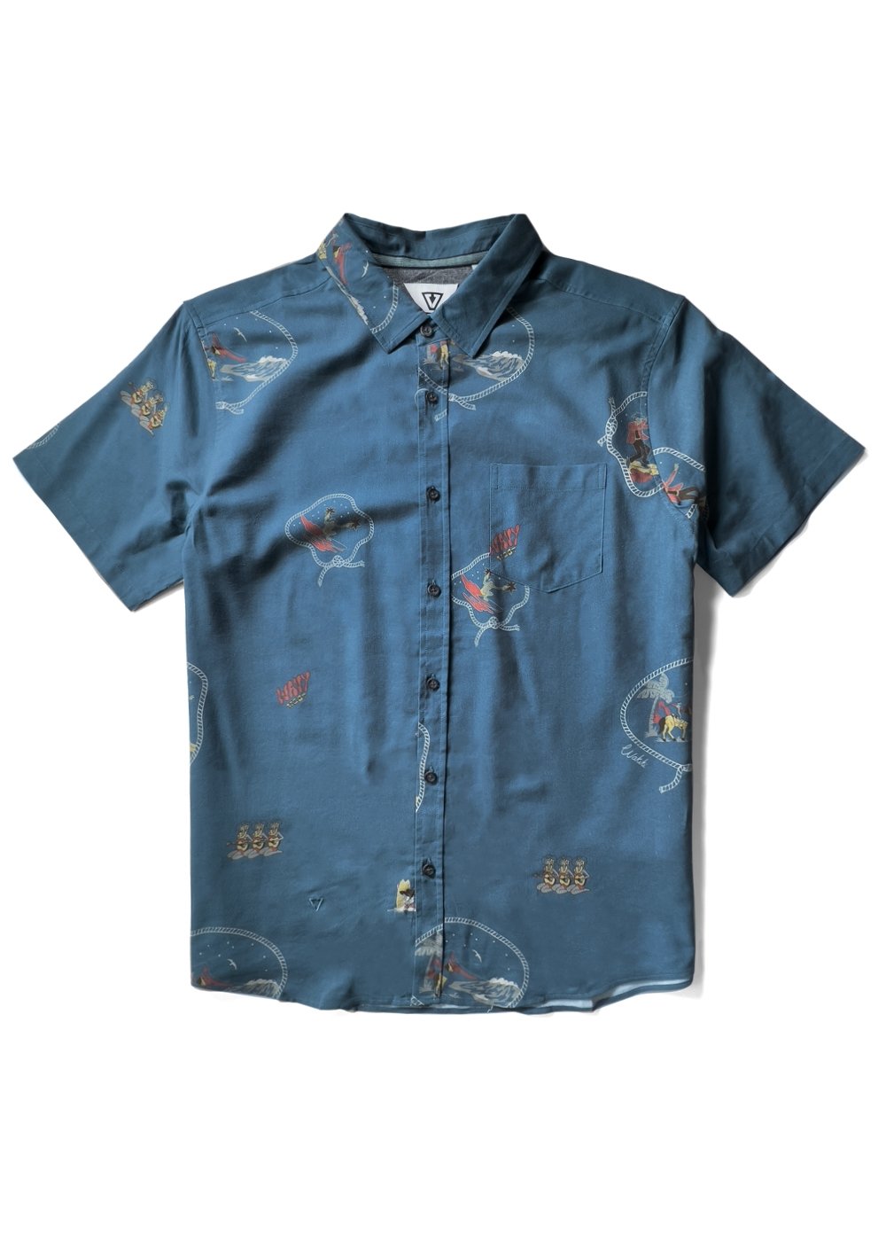 Vissla Men's Wavy West Short Sleeve Shirt, Organic Cotton Blend