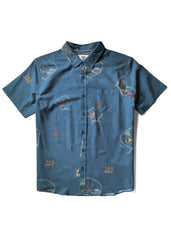 Vissla Men's Wavy West Short Sleeve Shirt, Organic Cotton Blend