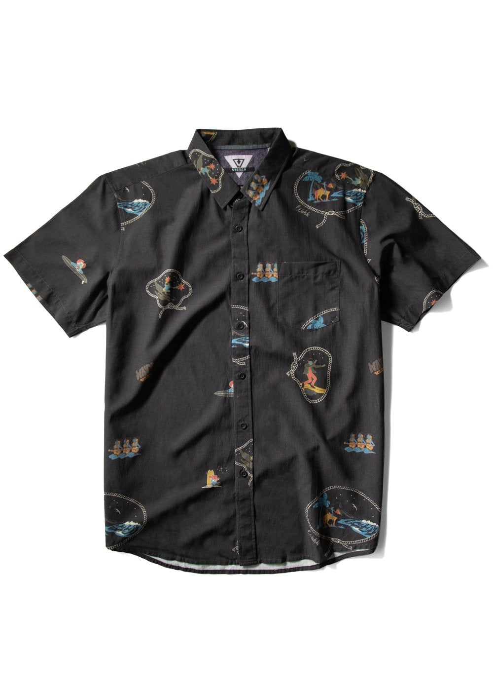 Vissla Men's Wavy West Short Sleeve Shirt, Organic Cotton Blend