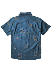 Vissla Men's Wavy West Short Sleeve Shirt, Organic Cotton Blend