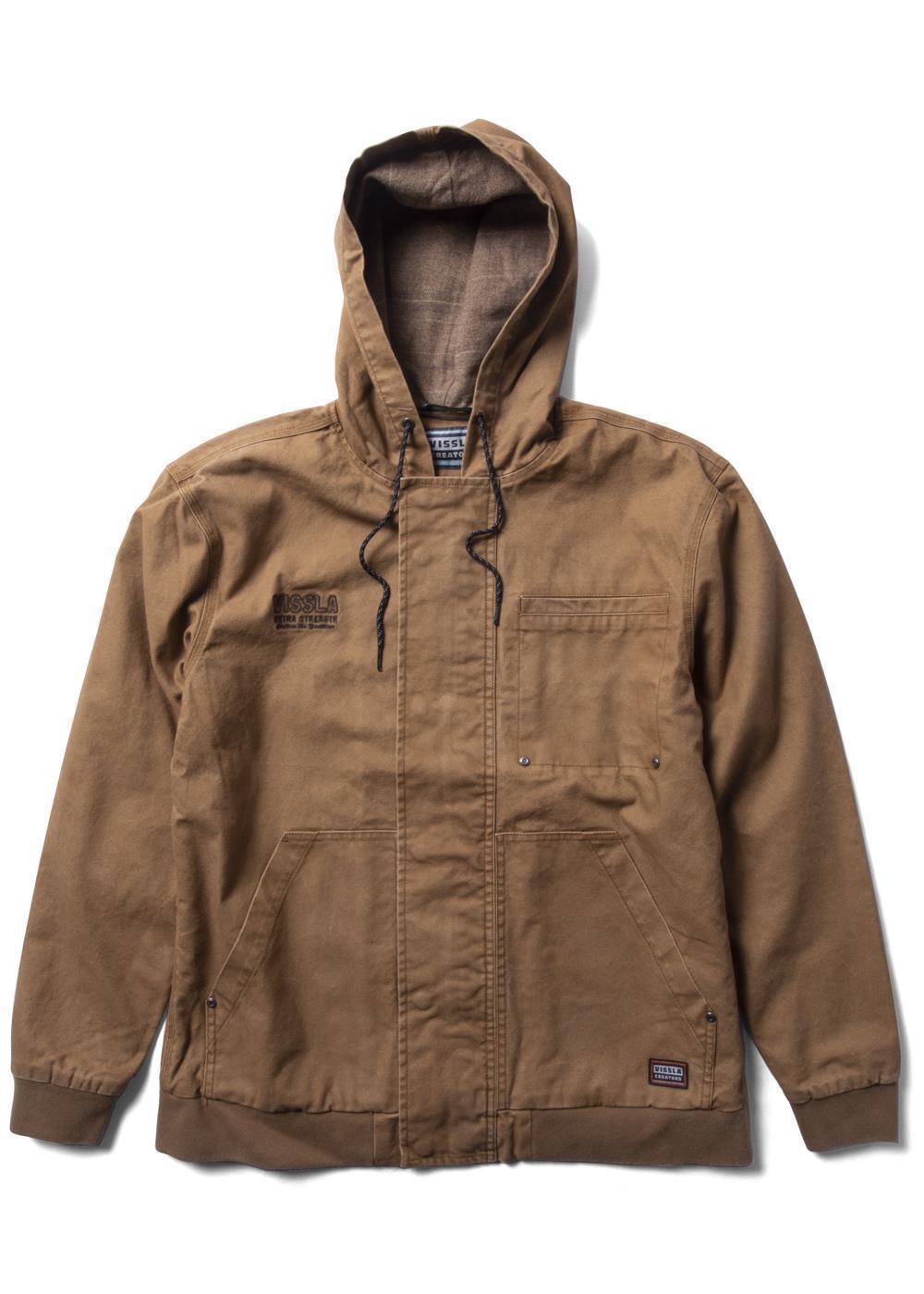 Vissla Men's Creators Grit Hooded Canvas Jacket, Flannel Lined