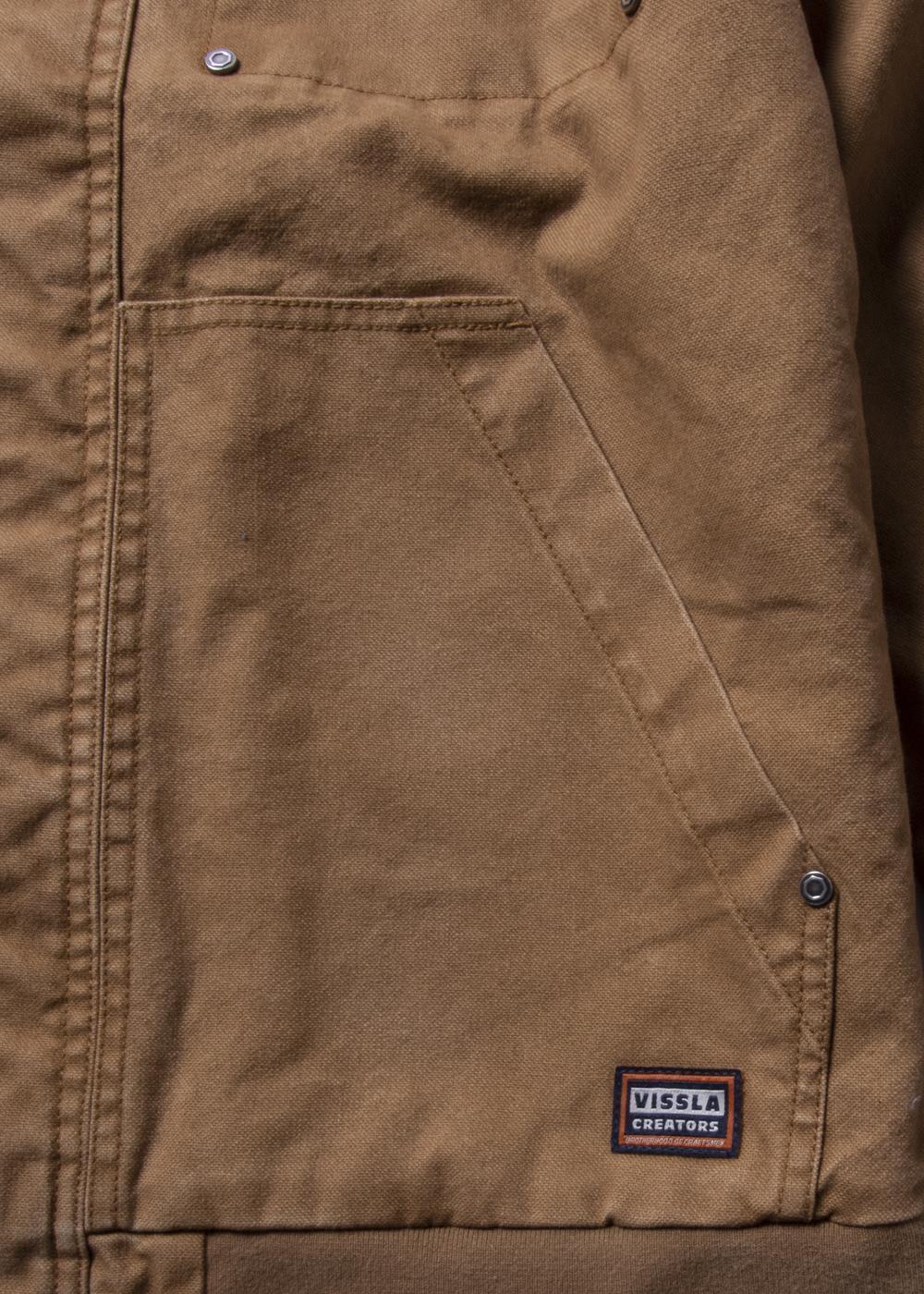 Vissla Men's Creators Grit Hooded Canvas Jacket, Flannel Lined