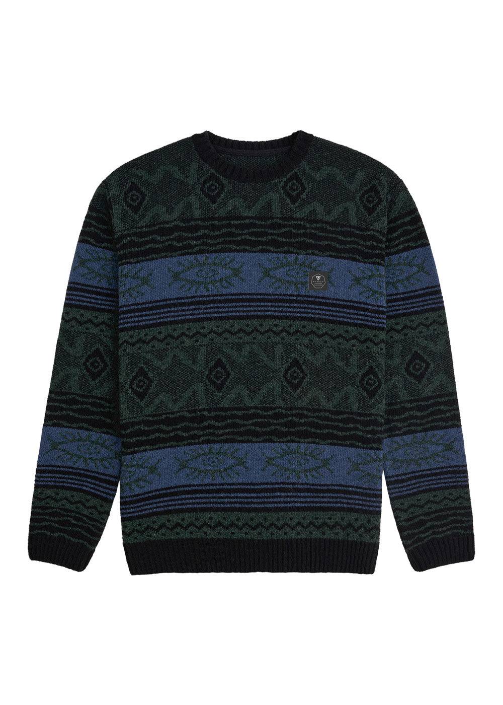 Vissla Men's Blur Jacquard Crew Neck Jumper, Wool Blend