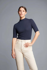 Women's Mock Neck Top – Ribbed TENCEL Modal, Half Sleeve, UK 8-16
