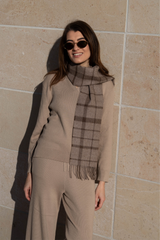 Alpaca Plaid Scarf – Undyed Natural Fibres, Brushed Finish