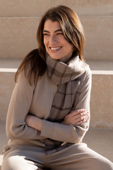 Alpaca Plaid Scarf – Undyed Natural Fibres, Brushed Finish