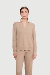 Ribbed Lounge Jumper – Pima Cotton & Baby Alpaca, Polo Collar
