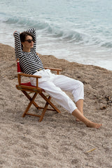 Women's Striped Linen Long Sleeve Top – Breton Stripe, UK 8-16