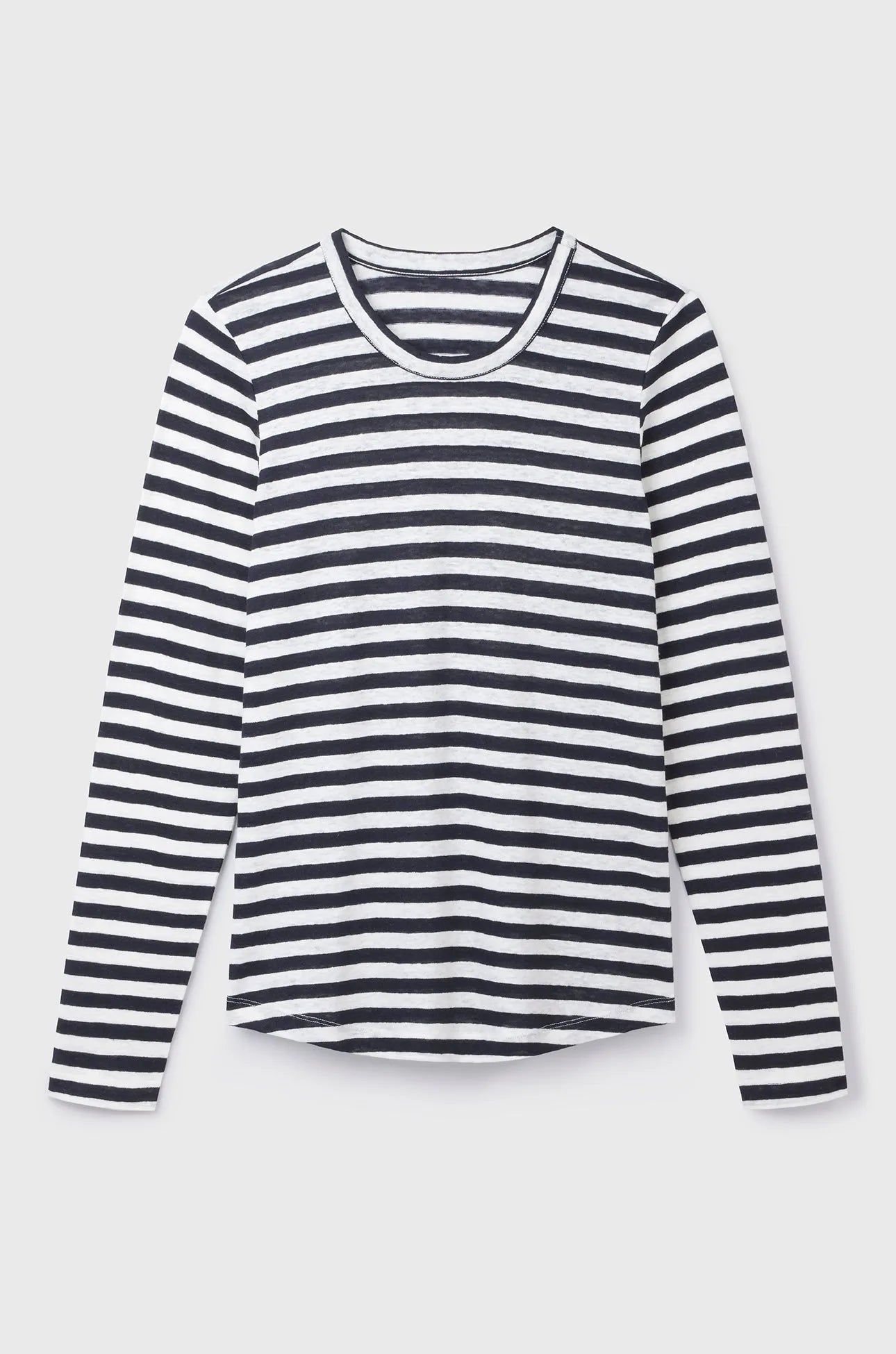 Women's Striped Linen Long Sleeve Top – Breton Stripe, UK 8-16