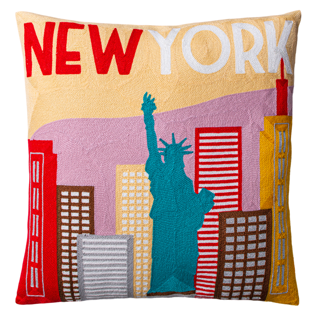 New York City Needlepoint Cushion – Skyline Design, 45cm