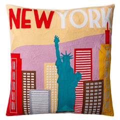 New York City Needlepoint Cushion – Skyline Design, 45cm