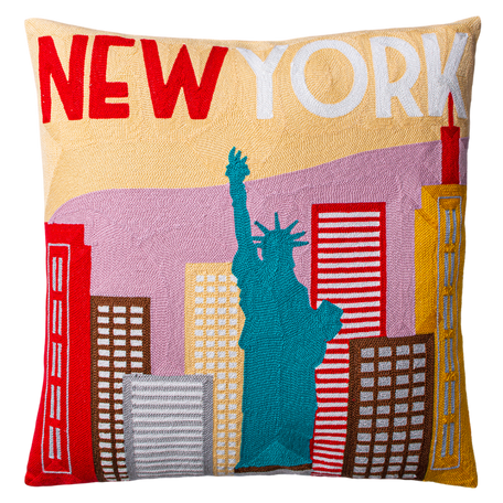 New York City Needlepoint Cushion – Skyline Design, 45cm