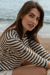 Women's Striped Linen Long Sleeve Top – Breton Stripe, UK 8-16