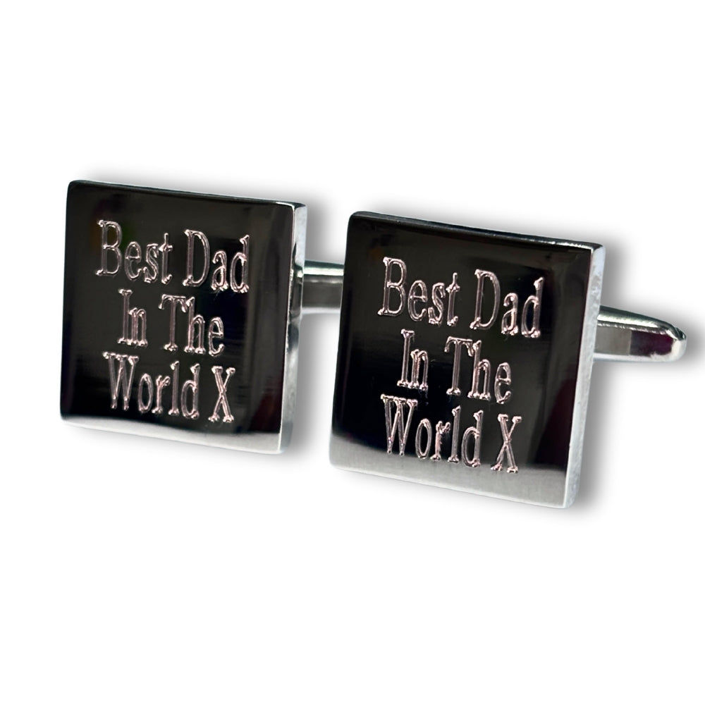 Personalised Best Dad in the World Cufflinks – Engraved