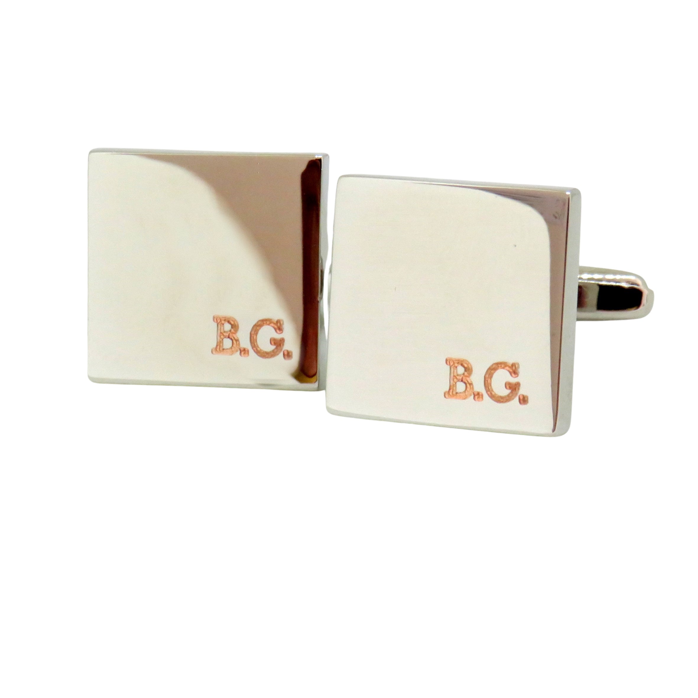 Personalised Square Cufflinks with Initials – Bordered Edge