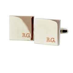 Personalised Square Cufflinks with Initials – Bordered Edge