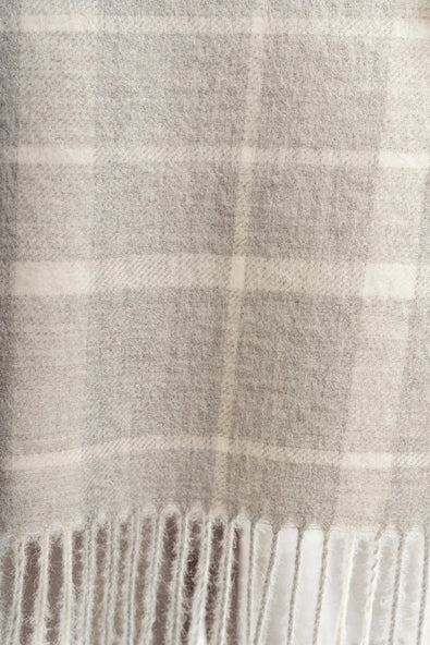 Alpaca Plaid Scarf – Undyed Natural Fibres, Brushed Finish
