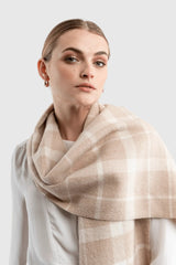 Alpaca Plaid Scarf – Undyed Natural Fibres, Brushed Finish