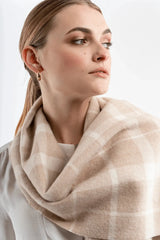 Alpaca Plaid Scarf – Undyed Natural Fibres, Brushed Finish