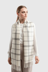 Alpaca Plaid Scarf – Undyed Natural Fibres, Brushed Finish