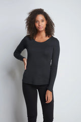 Women's Long Sleeve Scoop Neck T-Shirt – Cotton Modal, UK 6-18