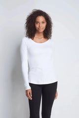 Women's Long Sleeve Scoop Neck T-Shirt – Cotton Modal, UK 6-18