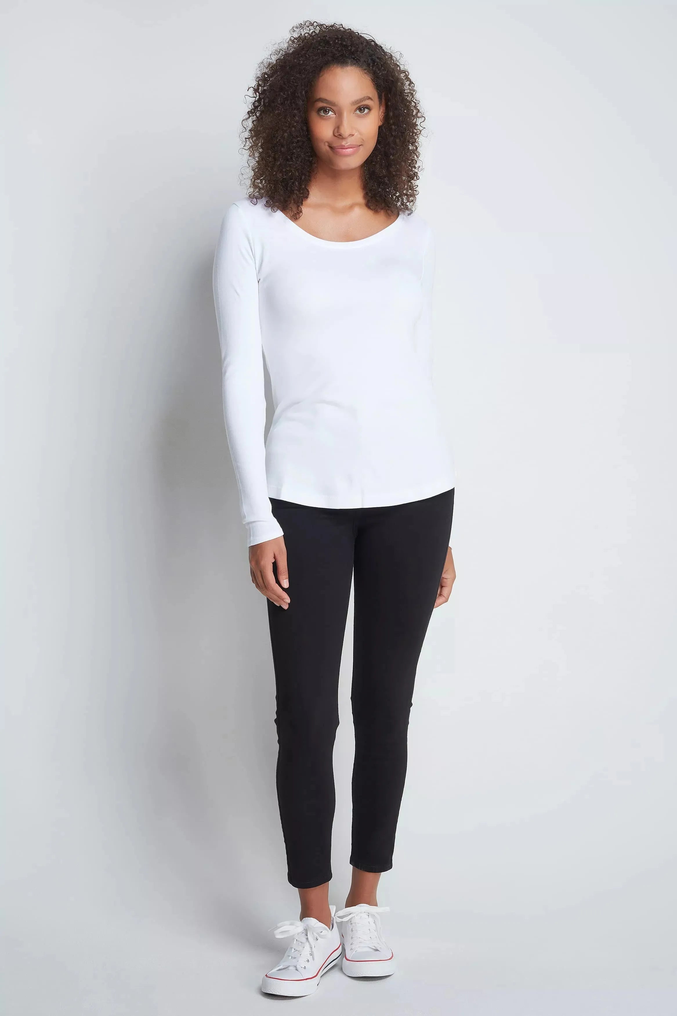 Women's Long Sleeve Scoop Neck T-Shirt – Cotton Modal, UK 6-18