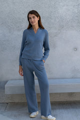 Ribbed Lounge Jumper – Pima Cotton & Baby Alpaca, Polo Collar