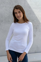 Women's Long Sleeve Crew Neck T-Shirt – Cotton Modal, UK 6-18
