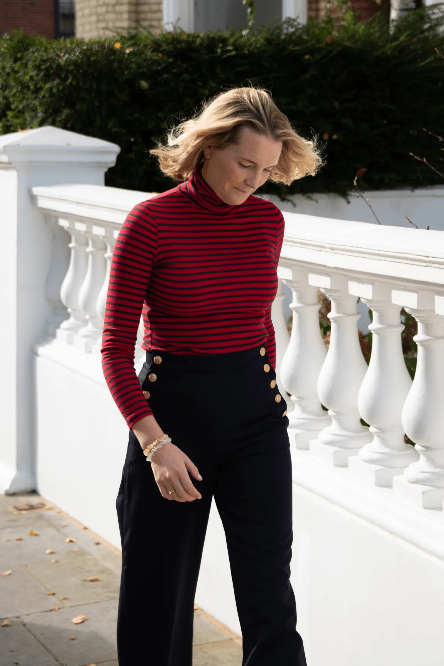 Women's Striped Cotton Roll Neck – Long Sleeve, Seven Colours, UK 8-16